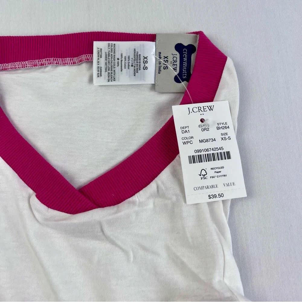 J Crew puppy Dog shirt, sleeveless Pink-White crab‎ shirt Size S NWT